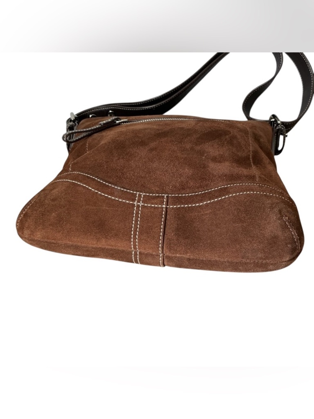 COACH Vintage Y2K Chocolate Brown Suede 2-Way Shoulder & Crossbody Bag CLEAN - Picture 4 of 10